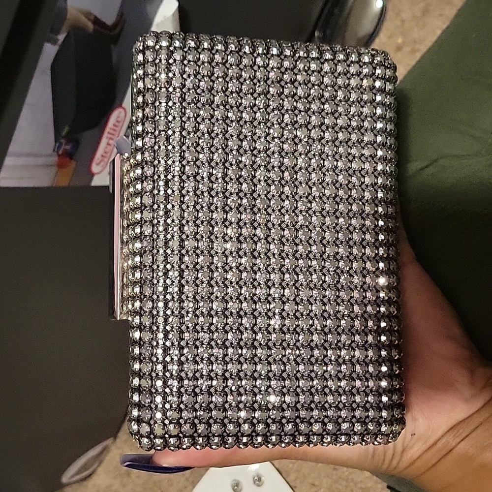 Rhinestone clutch with shoulder strap